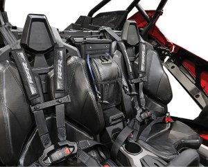 Photo of RG-1070 UTV Hydration/Storage bag installed between front seat of RZR